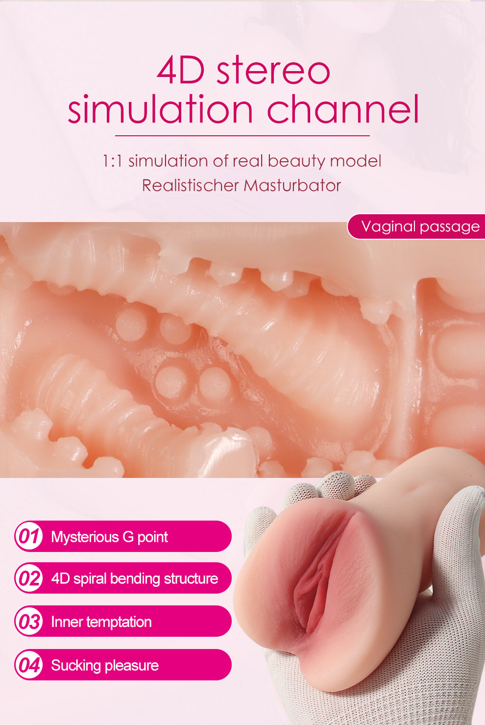 Male Masturbator 2 in 1 Adult Sex Toy with 3D Tight Vagina & Anus for Men Masturbation, Soft Like Real Skin. Simulating Realistic Vagina Design Best Wrapped Feeling.